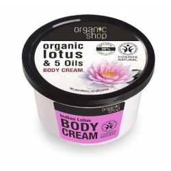 Organic Shop - Krem do ciała nawilżający Indyjski Lotos i 5 olejków