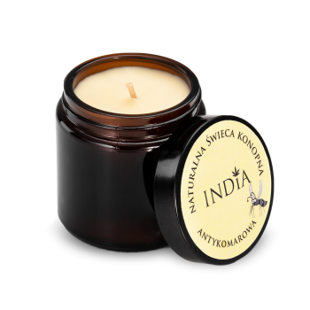 Konopna świeca sojowa antykomarowa 90 g | India