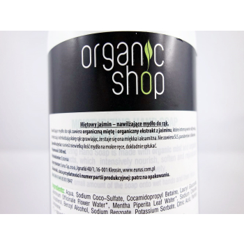 Nawilżające mydło w płynie Mięta & Jaśmin | Organic Shop